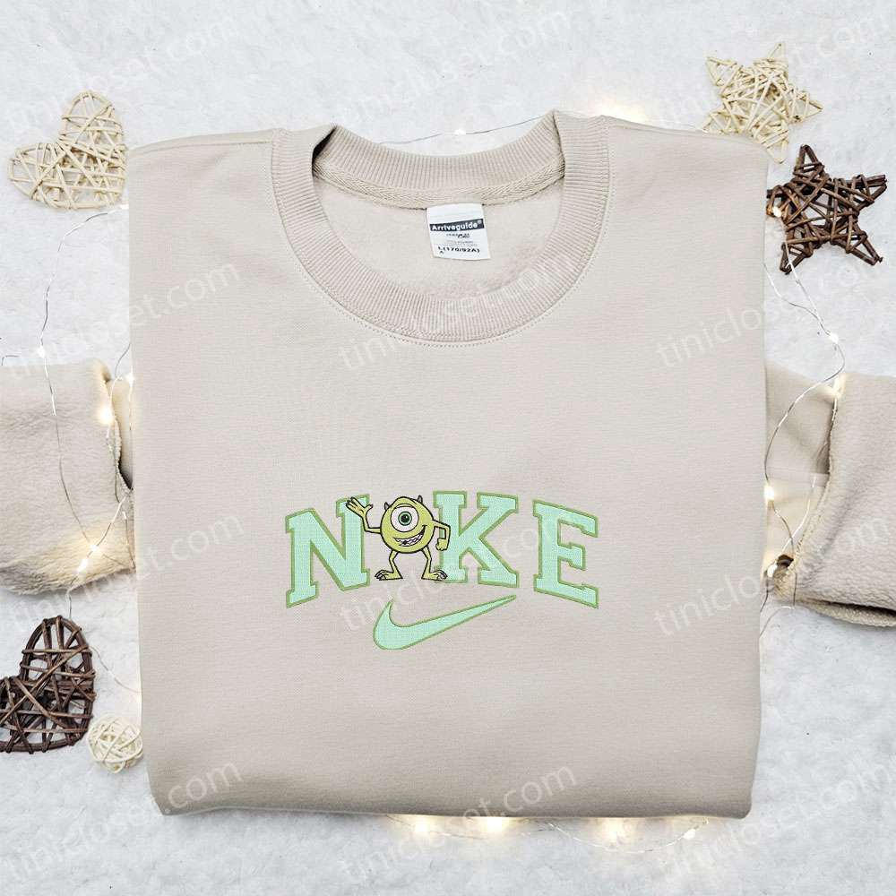Disney Characters Embroidered Sweatshirt: Mike Wazowski x Nike Cartoon Shirt – Best Family Gift Ideas