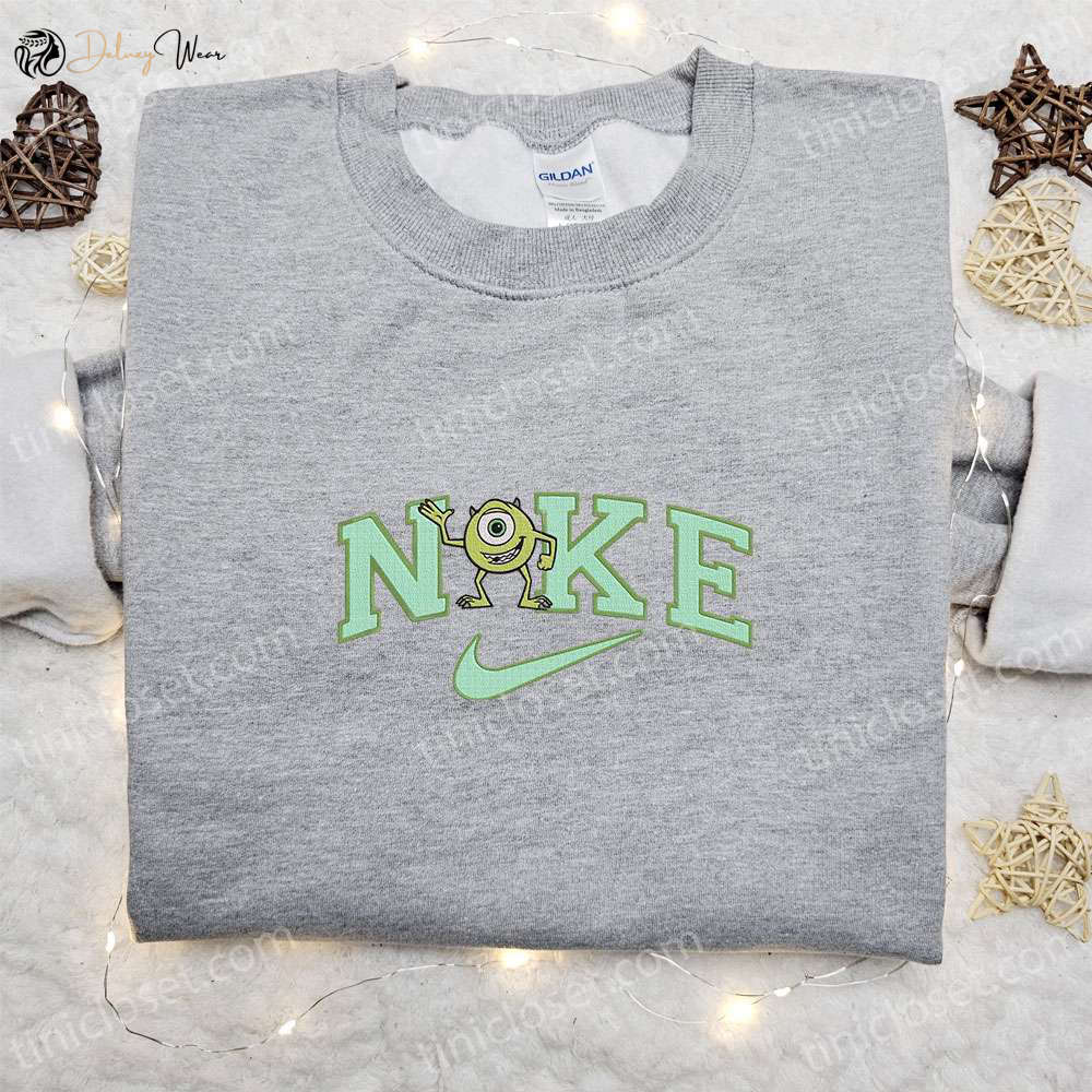 Disney Characters Embroidered Sweatshirt: Mike Wazowski x Nike Cartoon Shirt – Best Family Gift Ideas