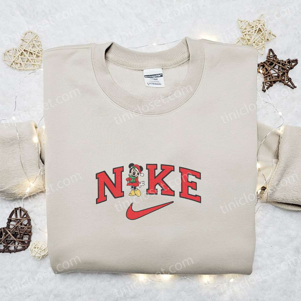 Minnie Mouse Christmas x Nike Cartoon Hoodie: Disney Characters Embroidered Shirt Best Gift for Family