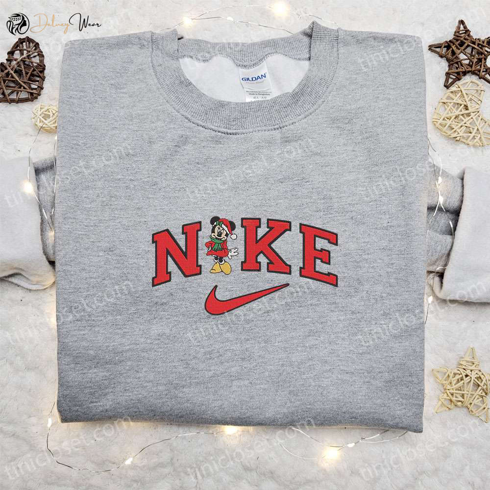 Minnie Mouse Christmas x Nike Cartoon Hoodie: Disney Characters Embroidered Shirt Best Gift for Family