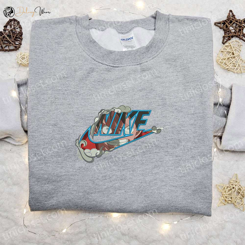 Monkey D Luffy Wano Arc x Nike Anime Sweatshirt: One Piece Embroidered Shirt Nike Inspired