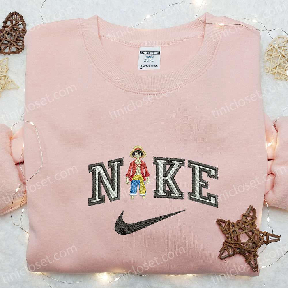 Monkey D Luffy x Nike Anime Embroidered Hoodie & Shirt: One Piece & Nike Inspired Apparel
