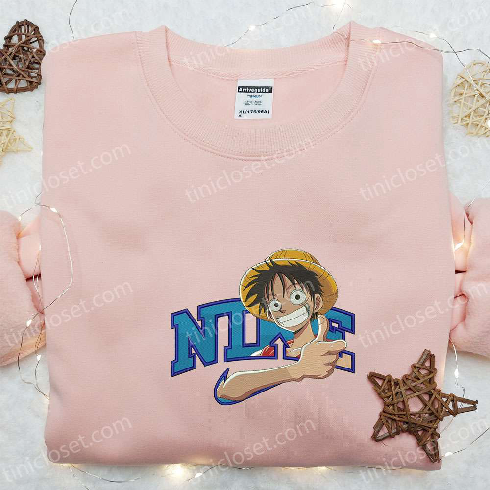 Monkey D Luffy x Nike Anime Embroidered Sweatshirt & T-shirt: Best Family Gift Ideas