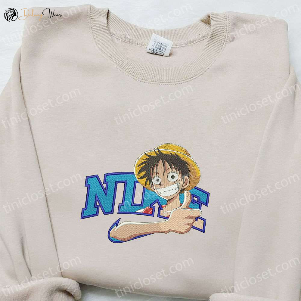 Monkey D Luffy x Nike Anime Embroidered Sweatshirt & T-shirt: Best Family Gift Ideas