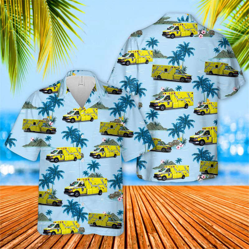 Montreal EMS Ambulance (Urgences-Sante) Hawaiian Shirt Gift for Men Dad Father Gift for Men Dad Father