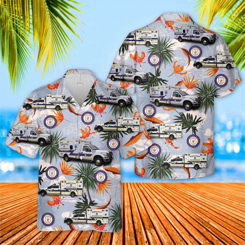 Morris County Office of Emergency Management EMS Ambulance Hawaiian Shirt Gift for Men Dad Father Gift for Men Dad Father
