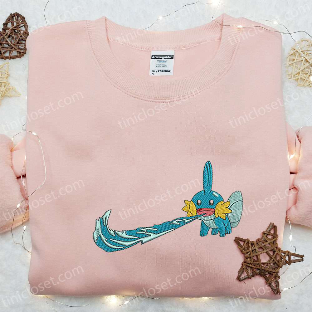 Mudkip x Swoosh Anime Embroidered Hoodie: Cool Anime Clothing Perfect Family Gift!