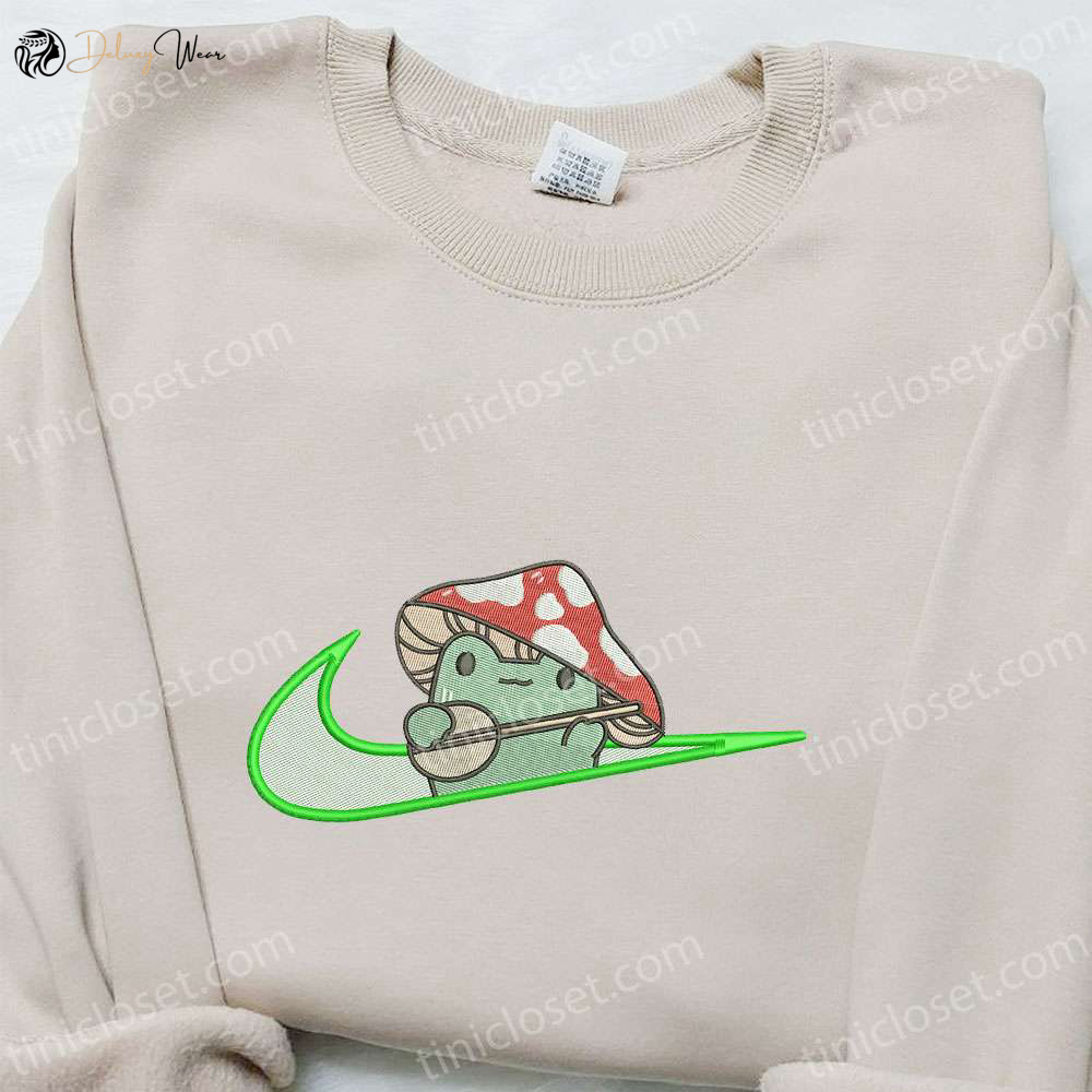 Mushroom x Swoosh Embroidered Shirt – Nike Inspired Gift for Family