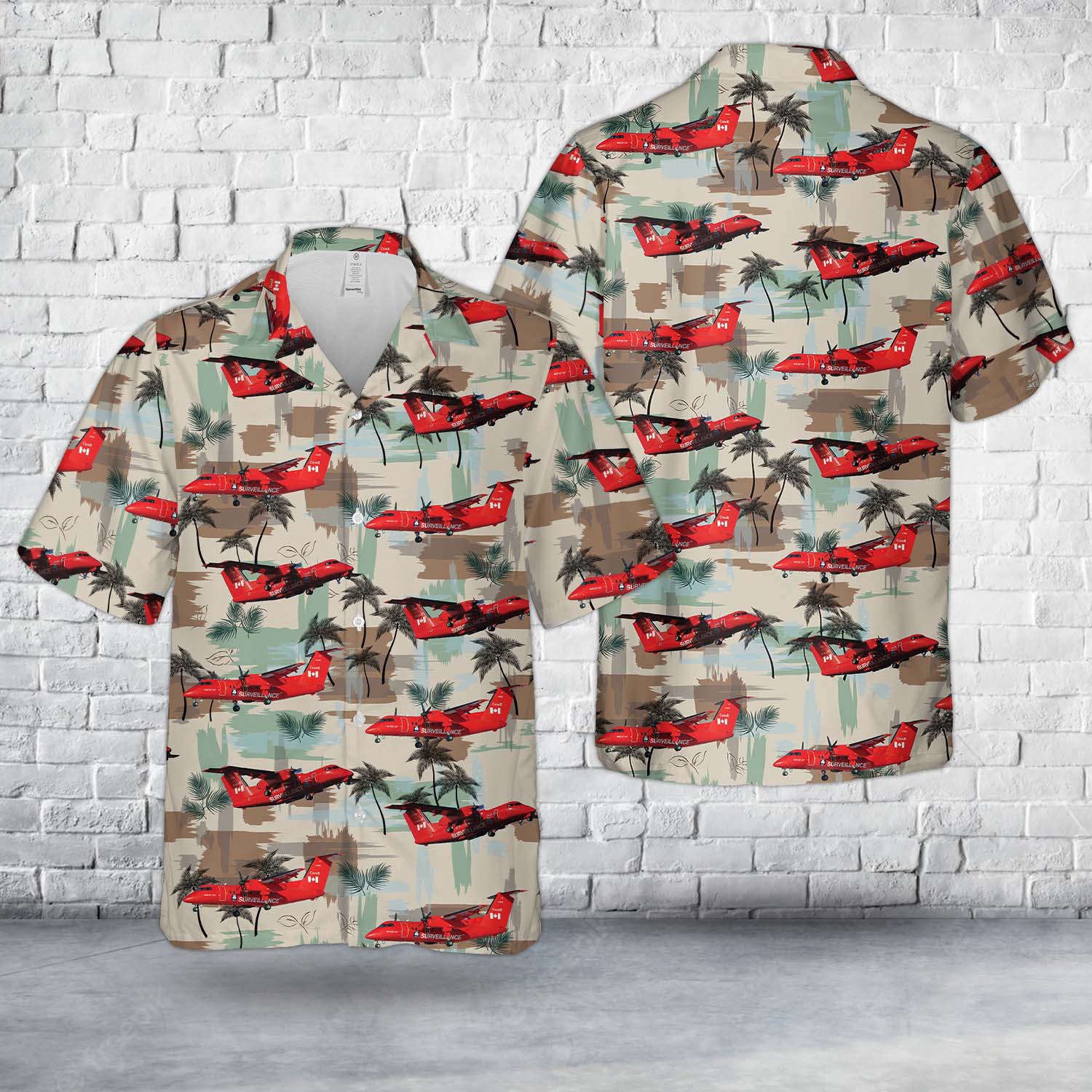 National Aerial Surveillance Program with Transport Canada Dash 8-100 Hawaiian Shirt Gift for Men Dad Father Gift for Men Dad Father