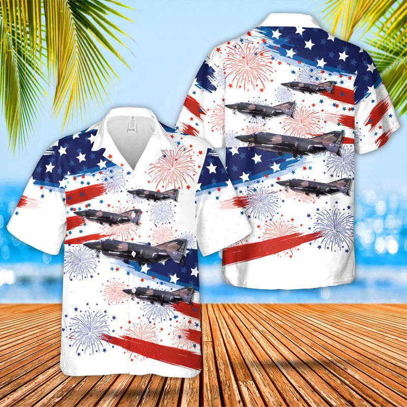 Nebraska Air National Guard 173d Air Refueling Squadron RF-4C Phantom II, 4th Of July Hawaiian Shirt Gift for Men Dad Father Gift for Men Dad Father