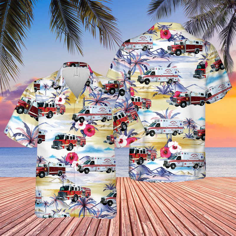 New Jersey Indian Mills Volunteer Fire Company EMS Hawaiian Shirt Gift for Men Dad Father Gift for Men Dad Father