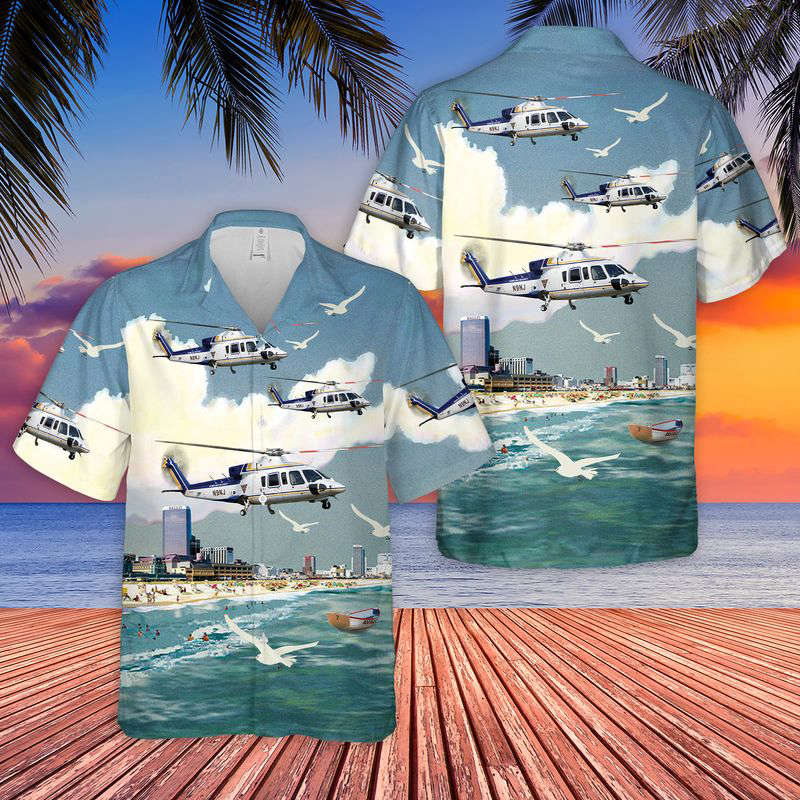 New Jersey State Police Sikorsky S-76B Hawaiian Shirt Gift for Men Dad Father Gift for Men Dad Father