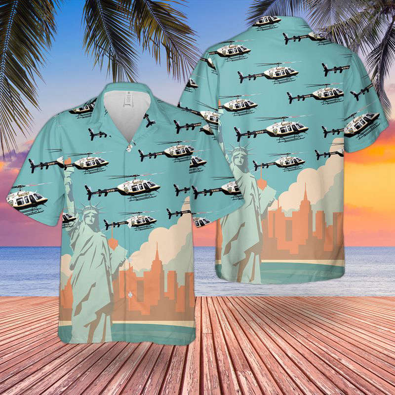New York City Police Bell 407 Hawaiian Shirt Gift for Men Dad Father Gift for Men Dad Father