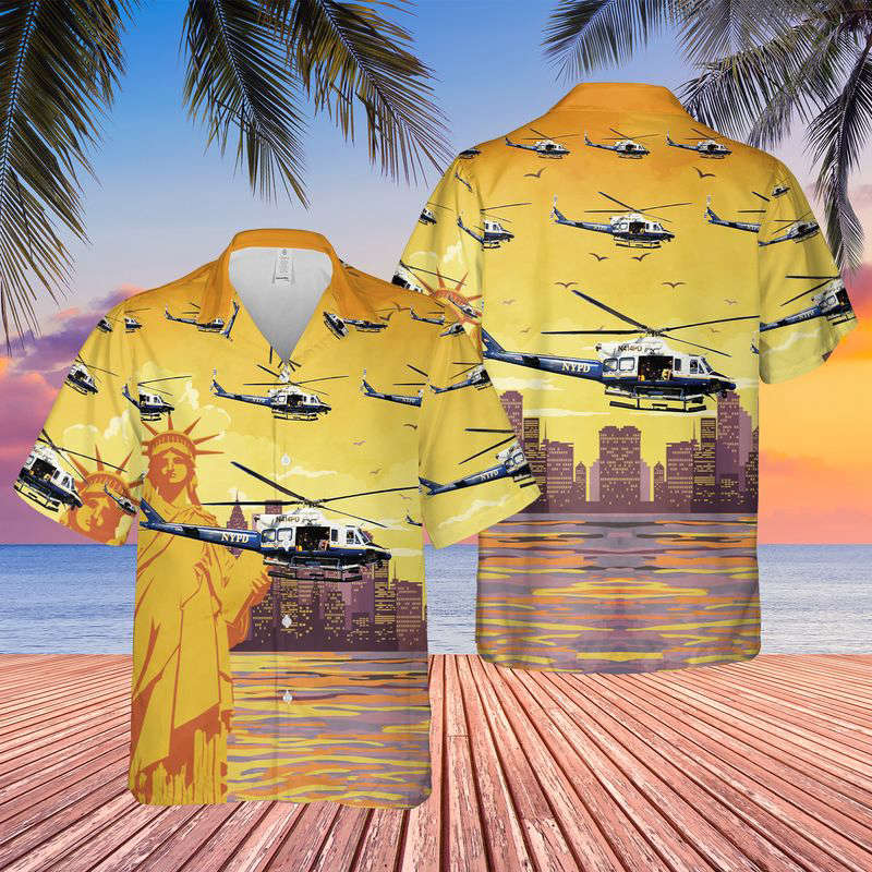 New York City Police Bell 412EP Hawaiian Shirt Gift for Men Dad Father Gift for Men Dad Father