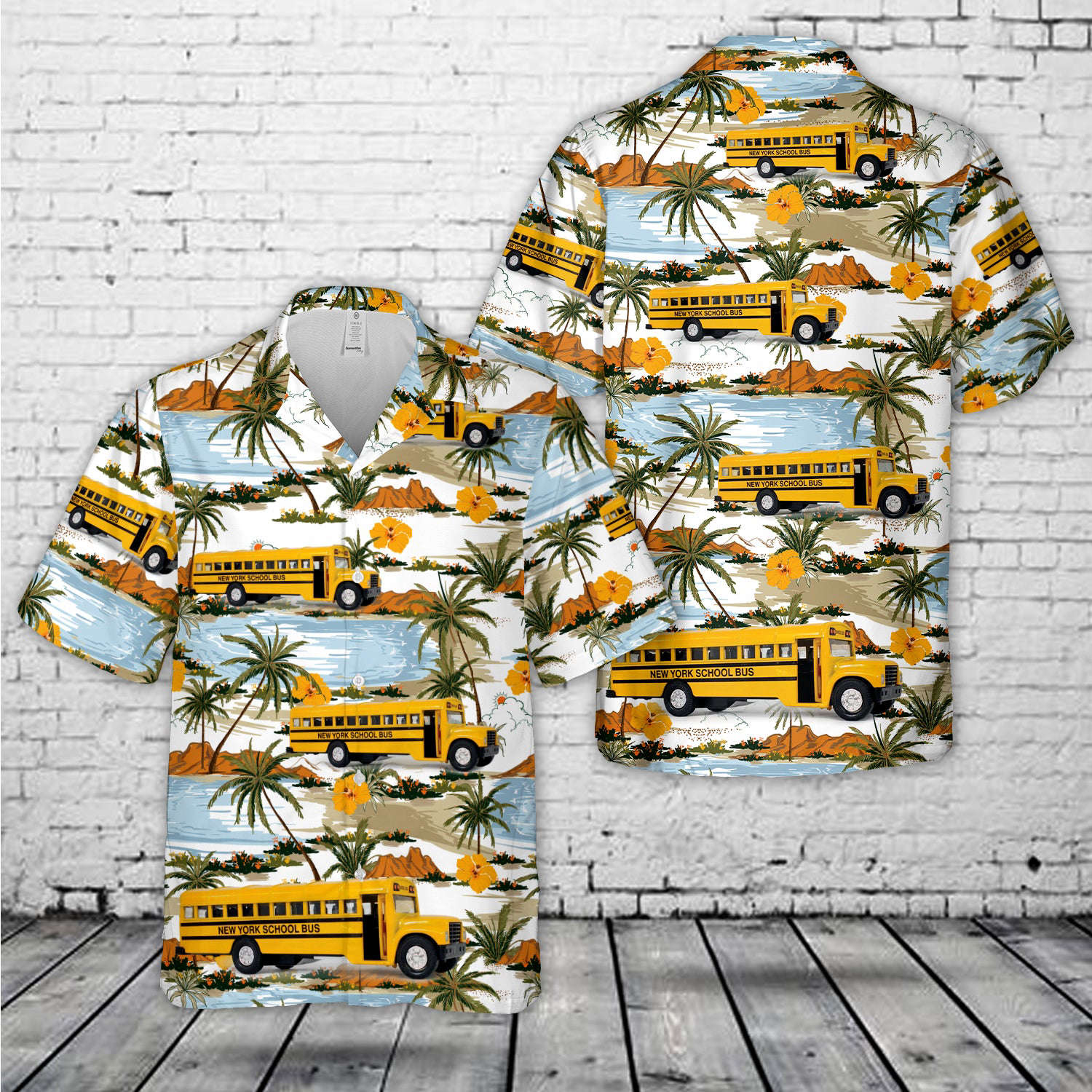 New York Yellow School Bus Hawaiian Shirt Gift for Men Dad Father Gift for Men Dad Father
