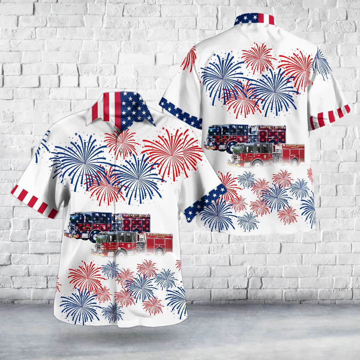 Newton Grove, North Carolina, Newton Grove Fire & Rescue, 4th Of July Hawaiian Shirt Gift for Men Dad Father Gift for Men Dad Father