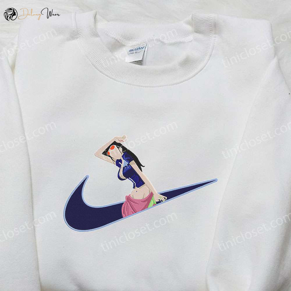Nico Robin x Nike Swoosh Anime Hoodie: One Piece & Nike Inspired Embroidered Shirt