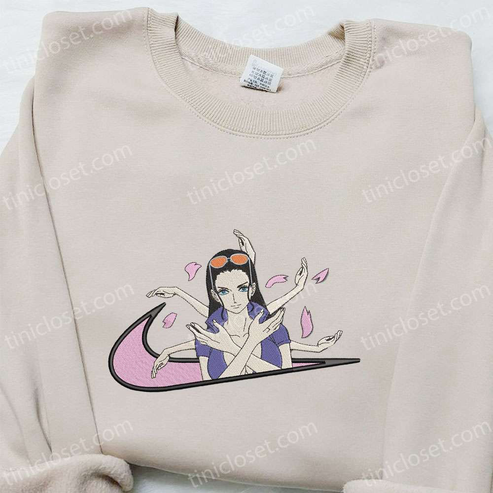 Nico Robin x Swoosh Anime Embroidered Shirt: One Piece Best Family Gift Idea