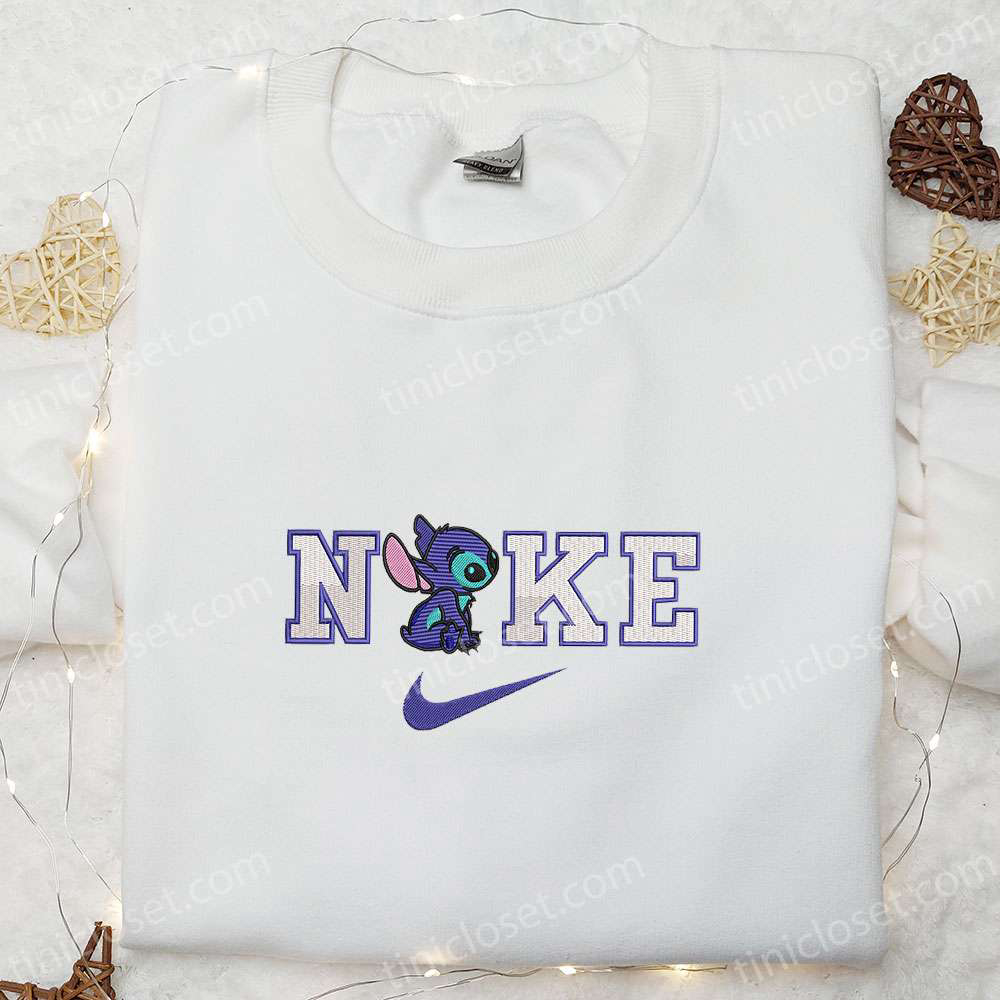 Nike Cartoon x Stitch Disney Embroidered Sweatshirt – Best Disney Characters Shirt for Family