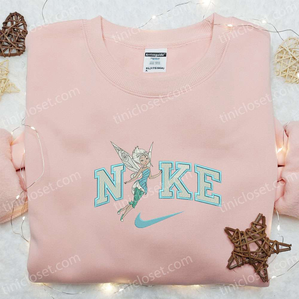 Nike Cartoon x Tinkerbell Embroidered Sweatshirt: Disney Characters Shirt Best Family Gift