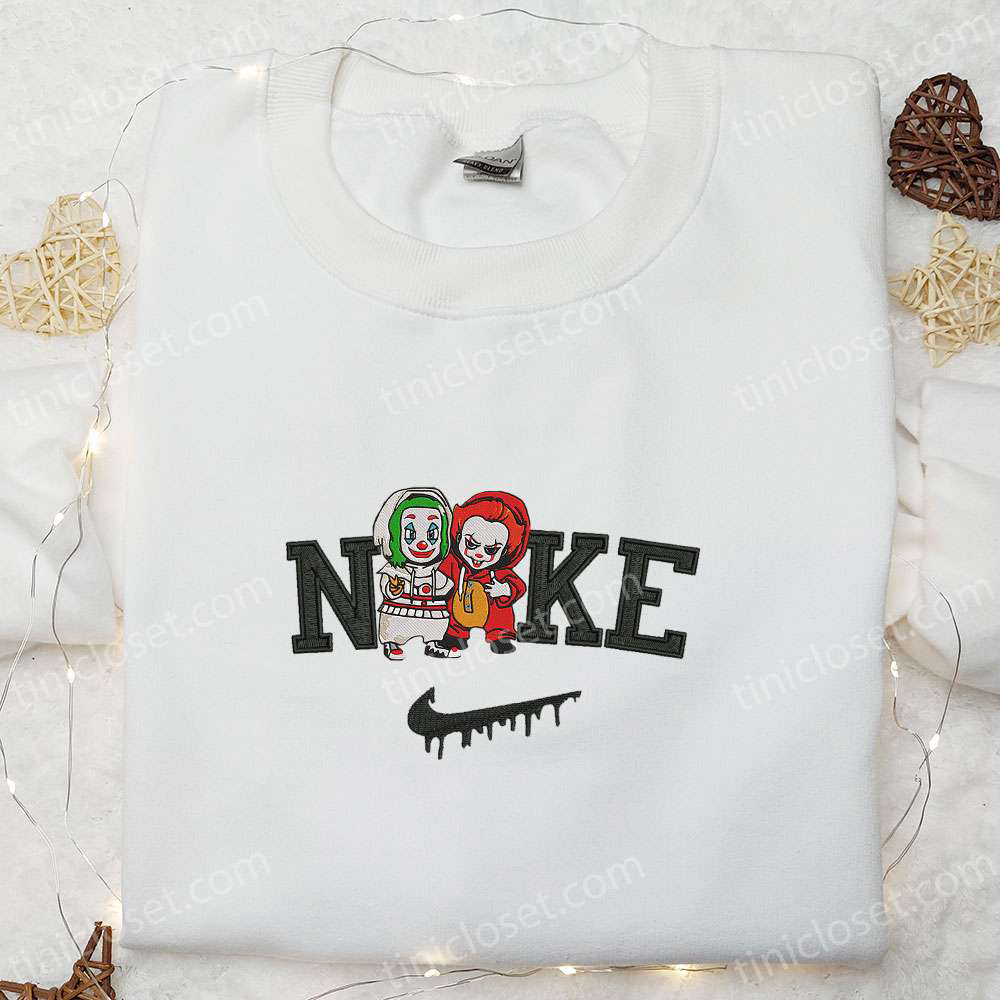 Nike x Baby Joker & Pennywise Embroidered Shirt: Horror Movie Characters Best Halloween Gifts
