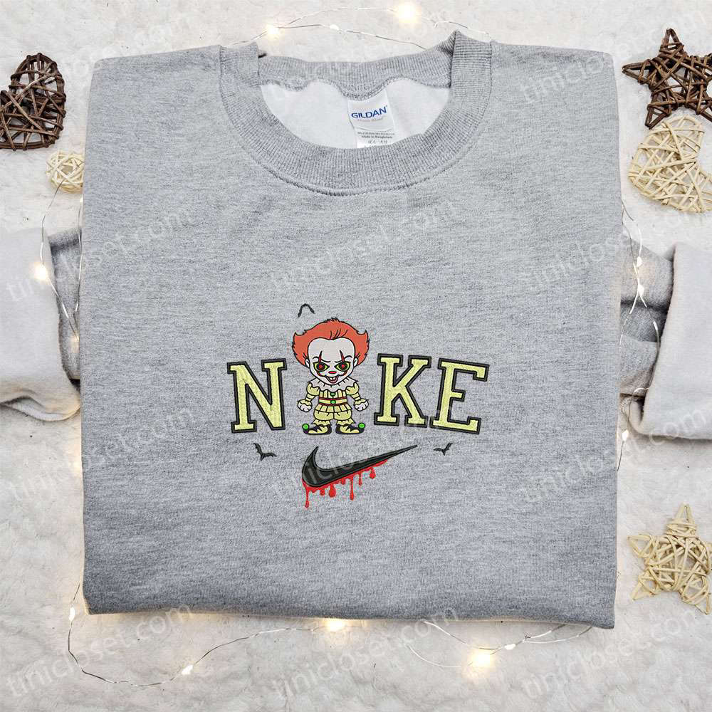 Nike x Baby Pennywise Embroidered Hoodie Horror Movie Characters Sweatshirt Nike Inspired T-shirt