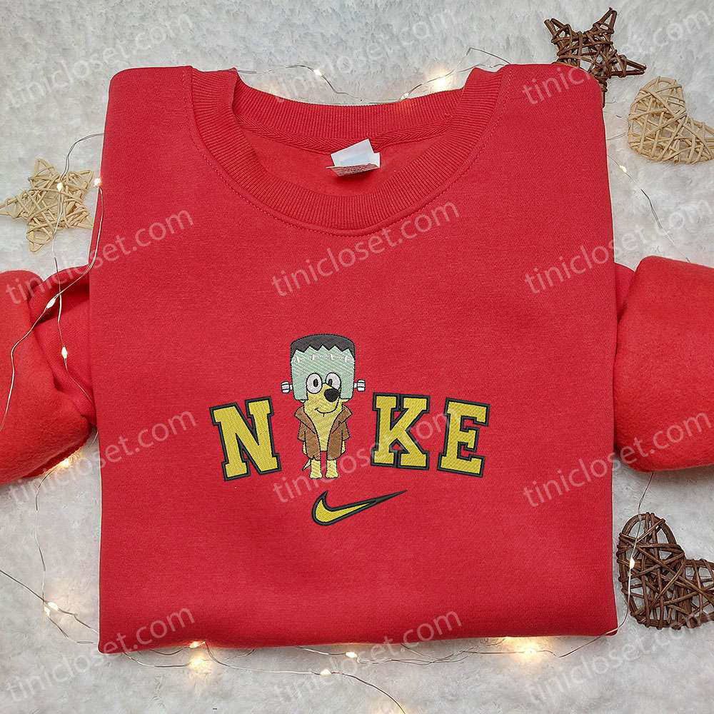 Nike x Bluey Dog Embroidered Hoodie: Trendy Nike Inspired Sweatshirt for Cool Halloween