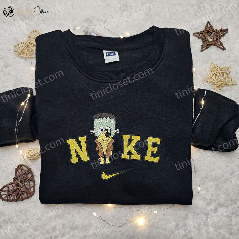 Nike x Bluey Dog Embroidered Hoodie: Trendy Nike Inspired Sweatshirt for Cool Halloween