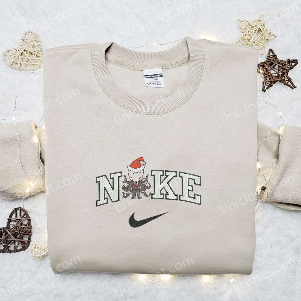 Nike x Christmas Chibi Slender-Man Embroidered Shirt: Spirit Halloween T-Shirt Best Family Gifts