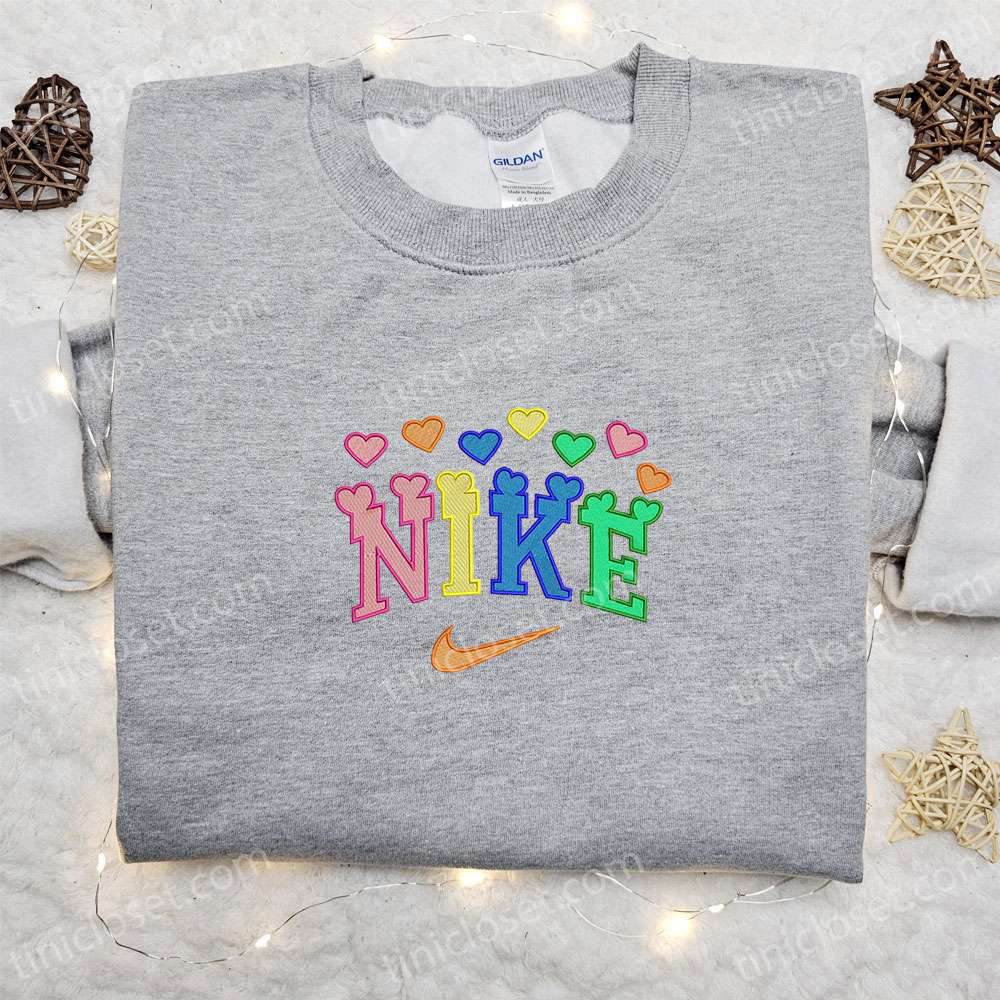 Nike x Heart Colorful Embroidered Sweatshirt: Custom Shirt for Best Valentine s Day Gift