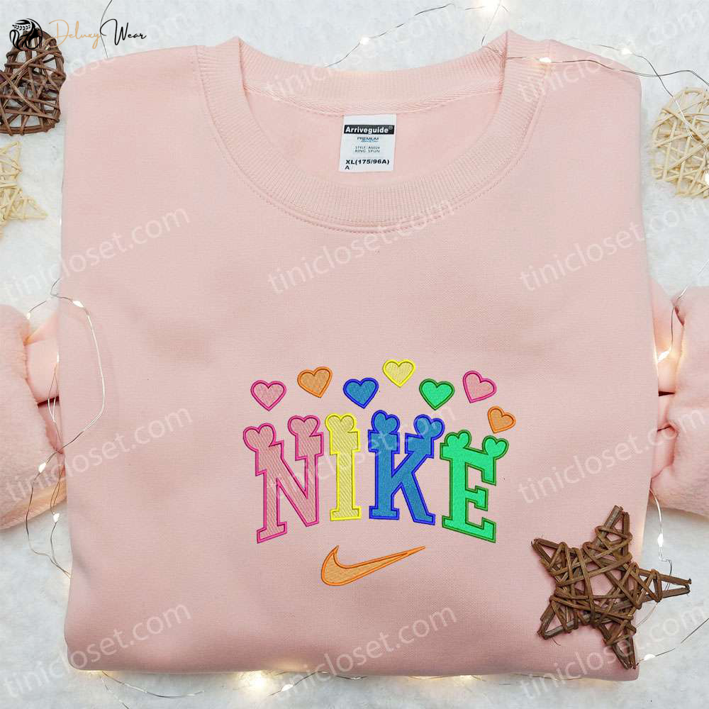 Nike x Heart Colorful Embroidered Sweatshirt: Custom Shirt for Best Valentine s Day Gift