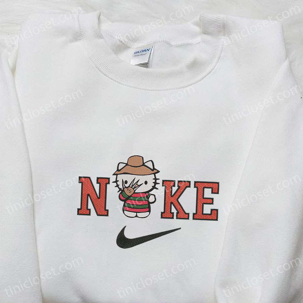 Nike x Hello Kitty Freddy Krueger Embroidered Hoodie – Funny Halloween Sweatshirt Best Family Gifts