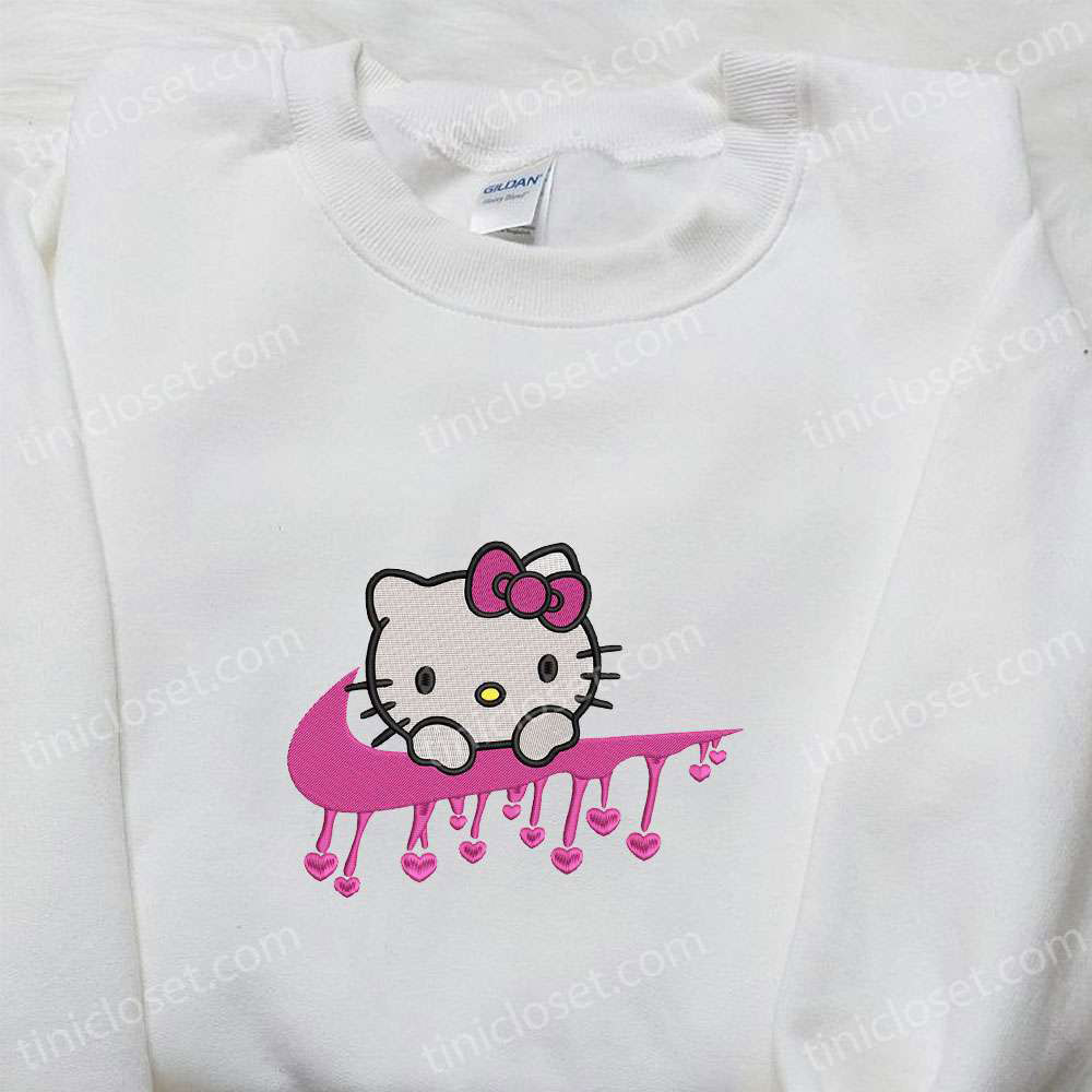 Nike x Hello Kitty Heart Embroidered Hoodie Valentine Sweatshirt & T-Shirt: Stylish Nike Inspired Embroidery