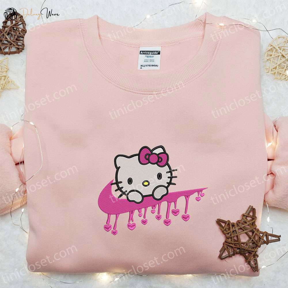 Nike x Hello Kitty Heart Embroidered Hoodie Valentine Sweatshirt & T-Shirt: Stylish Nike Inspired Embroidery