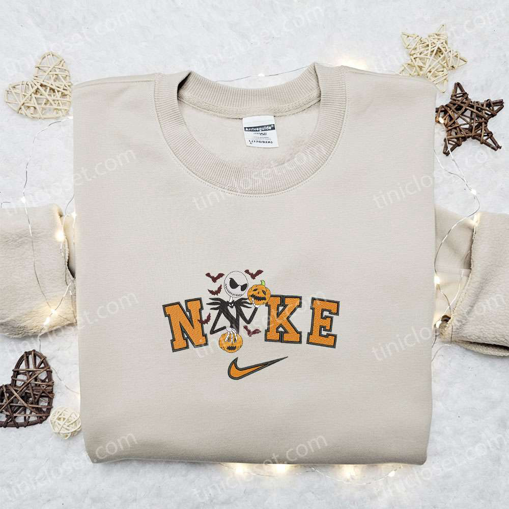 Nike x Jack Skellington Pumpkin Halloween Embroidered Hoodie Nightmare Before Christmas T-shirt Nike Inspired Sweatshirt