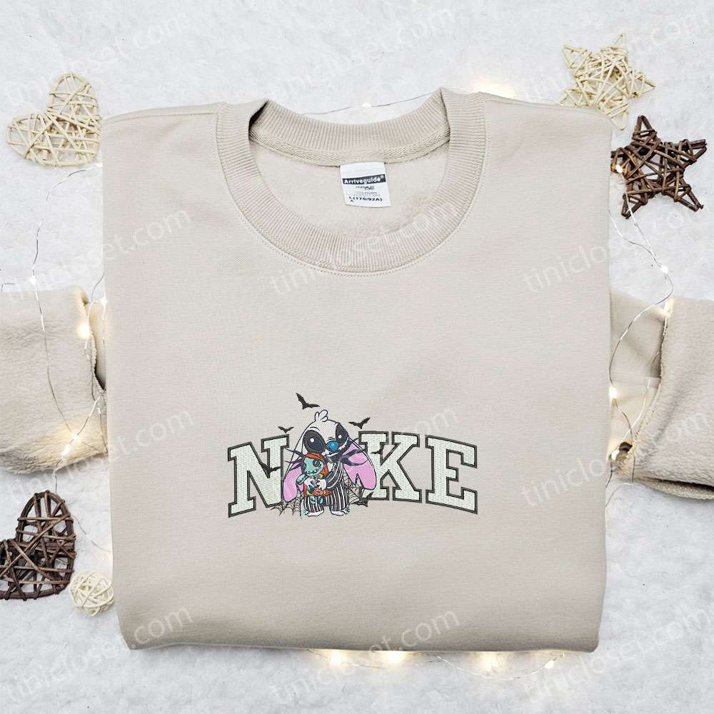 Nike x Jack Skellington Stitch Embroidered Sweatshirt: Disney Halloween Hoodie for Cool Halloween Look