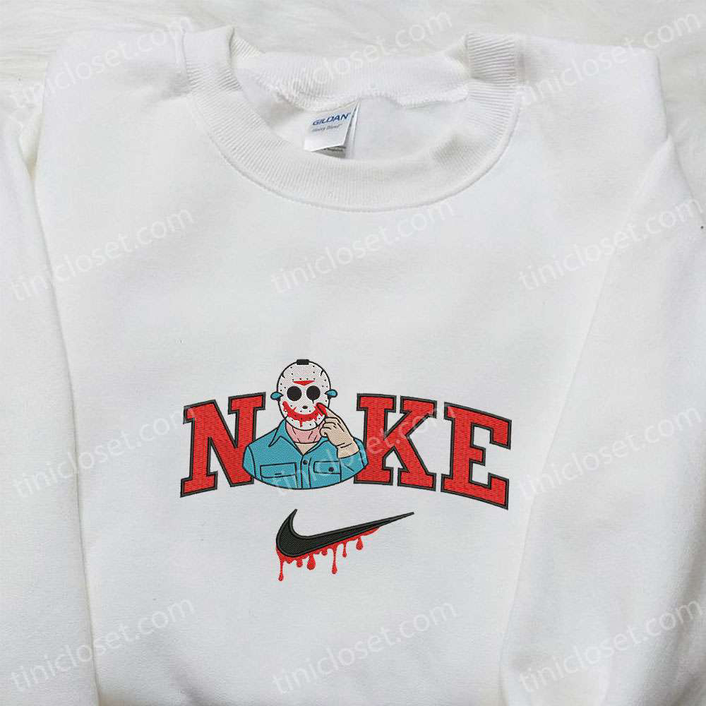 Nike x Jason Voorhees Killer Embroidered Hoodie – Horror Movie Sweatshirt & T-shirt