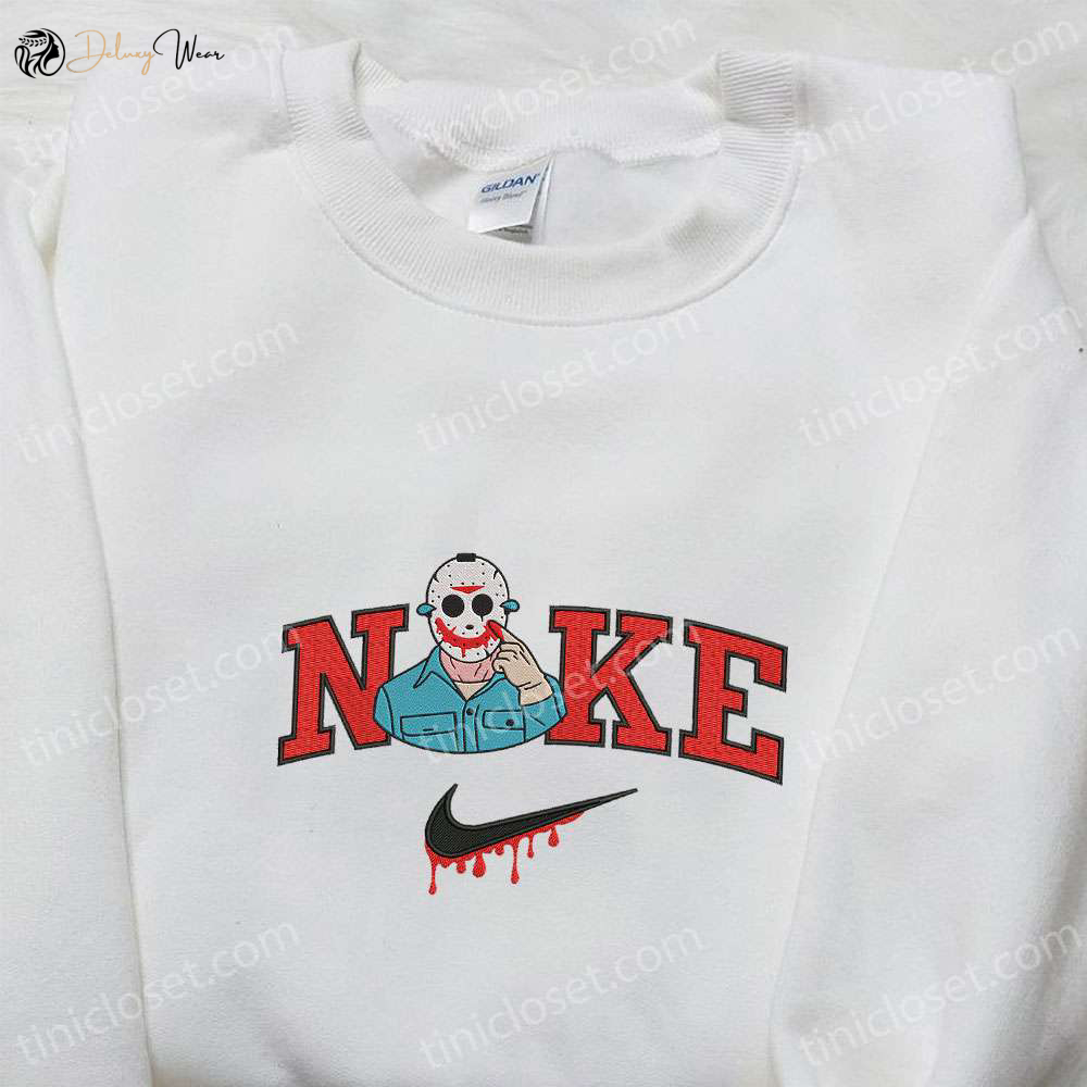 Nike x Jason Voorhees Killer Embroidered Hoodie – Horror Movie Sweatshirt & T-shirt