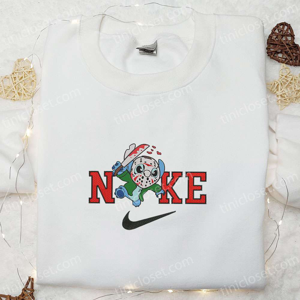 Nike x Jason Voorhees Stitch Killer Sweatshirt: Horror Movie Characters Hoodie & Nike Inspired T-shirt