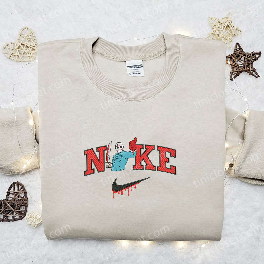 Nike x Jason Voorhees Super Like Killer Hoodie – Horror Movie Sweatshirt Embroidered T-shirt