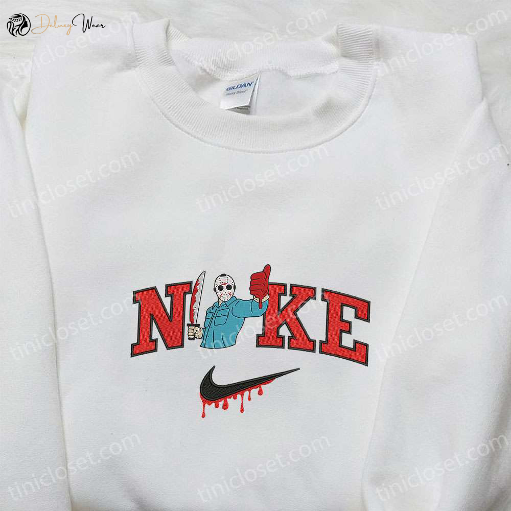 Nike x Jason Voorhees Super Like Killer Hoodie – Horror Movie Sweatshirt Embroidered T-shirt