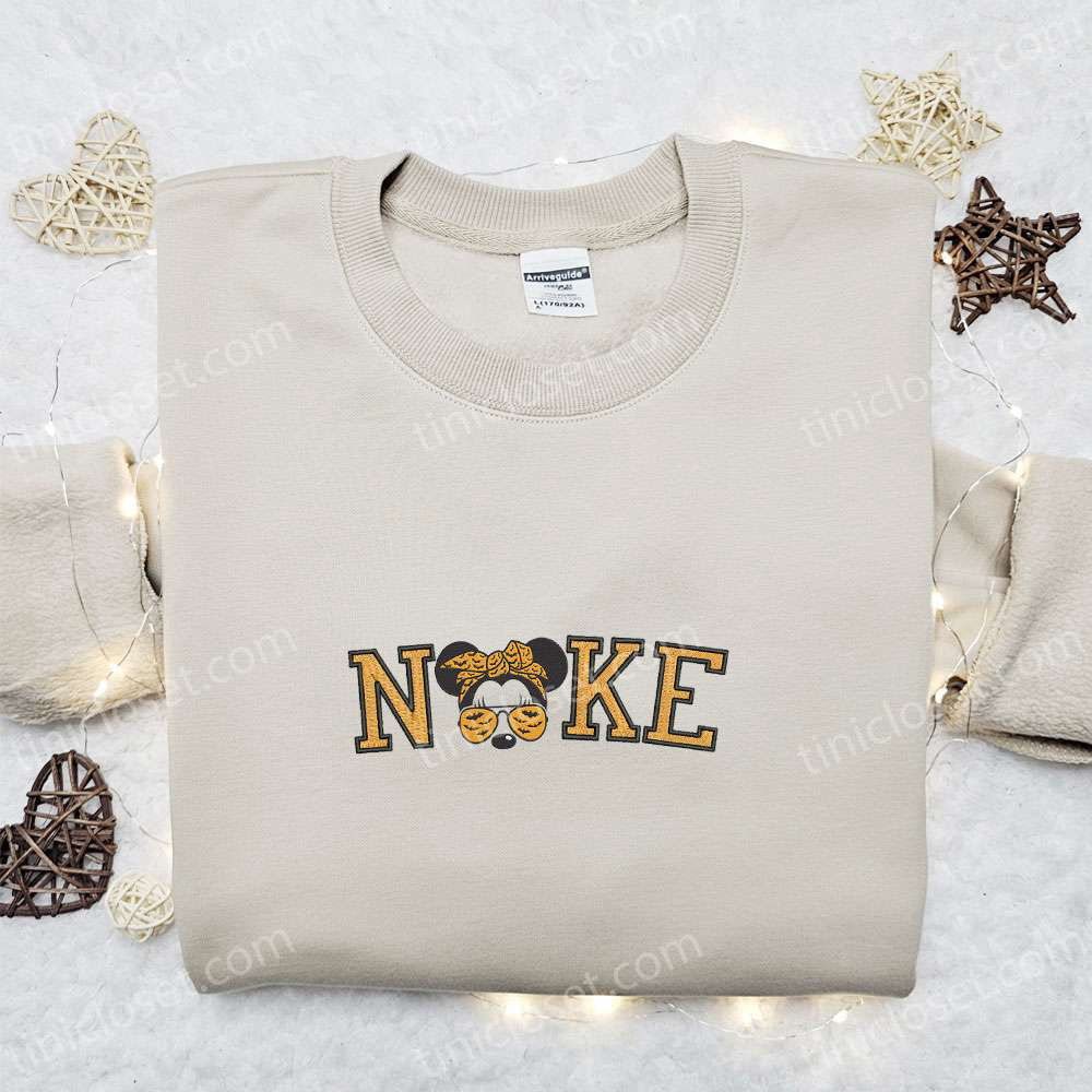 Spooky Nike x Messy Bun Halloween Minnie Shirt Disney Embroidered Hoodie Nike Inspired Sweatshirt