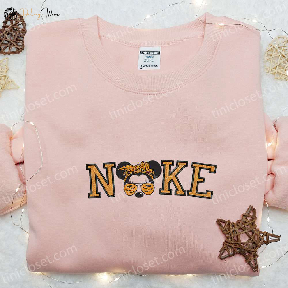 Spooky Nike x Messy Bun Halloween Minnie Shirt Disney Embroidered Hoodie Nike Inspired Sweatshirt