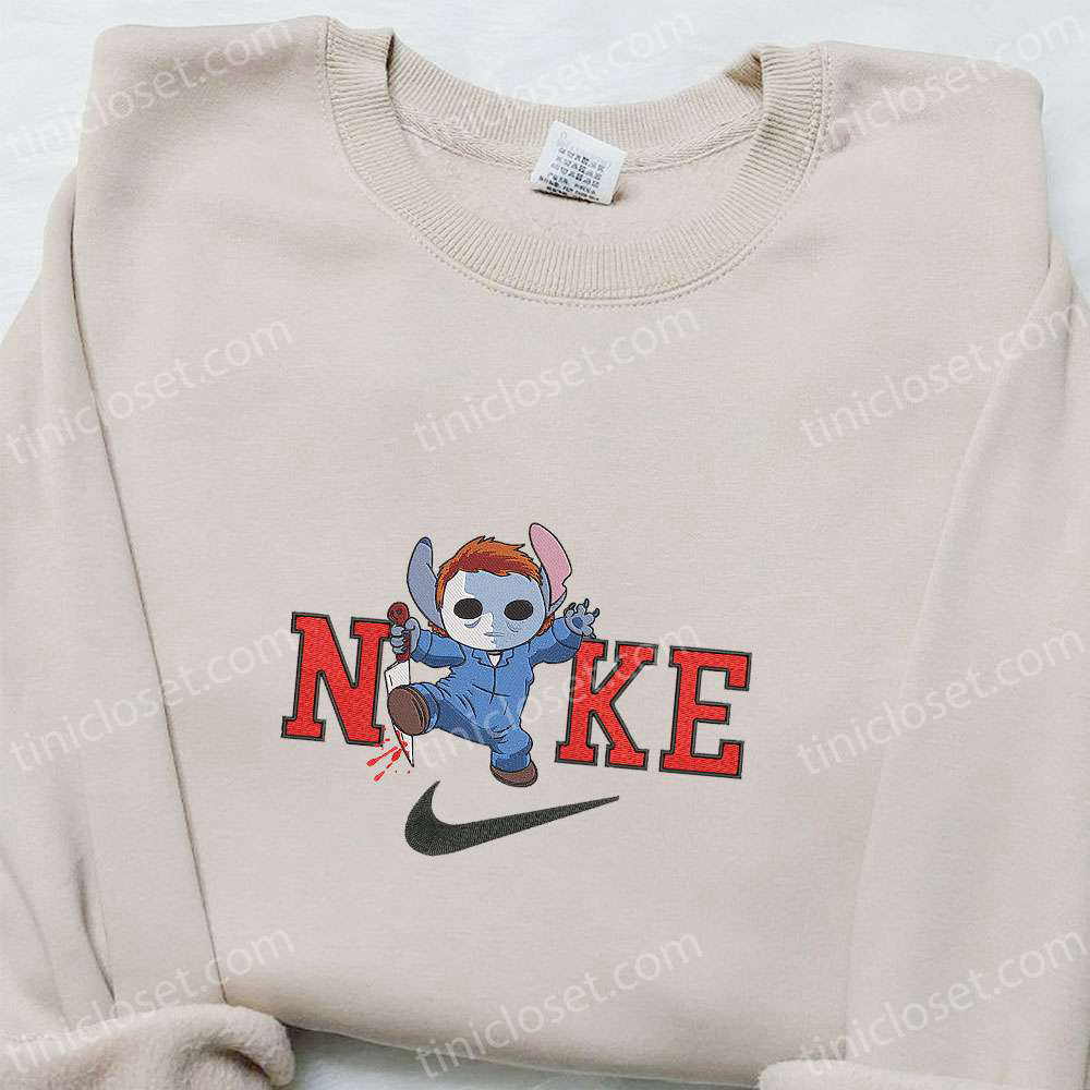 Nike x Michael Myers Stitch Embroidered Shirt – Horror Movie Characters Nike-Inspired Design