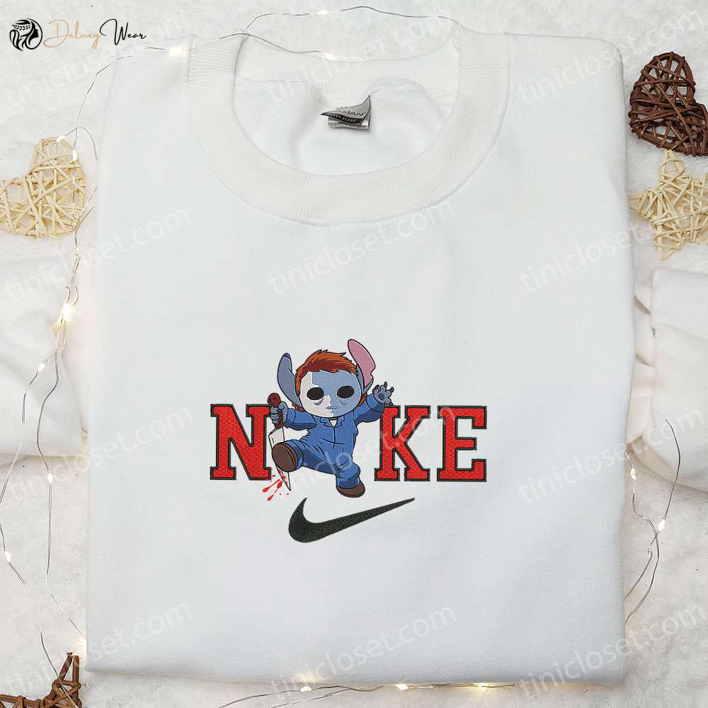 Nike x Michael Myers Stitch Embroidered Shirt – Horror Movie Characters Nike-Inspired Design