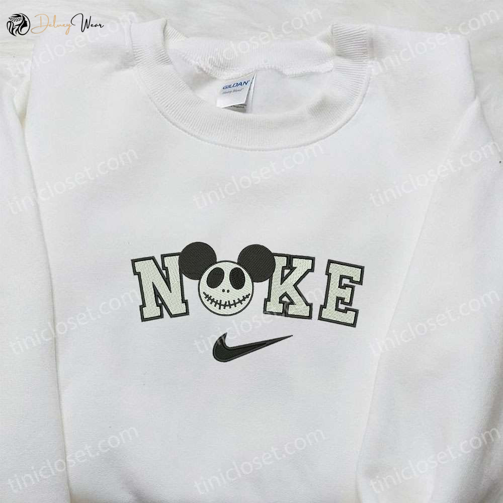 Nike x Mickey Jack Skellington Embroidered Shirt: Disney Halloween Inspired
