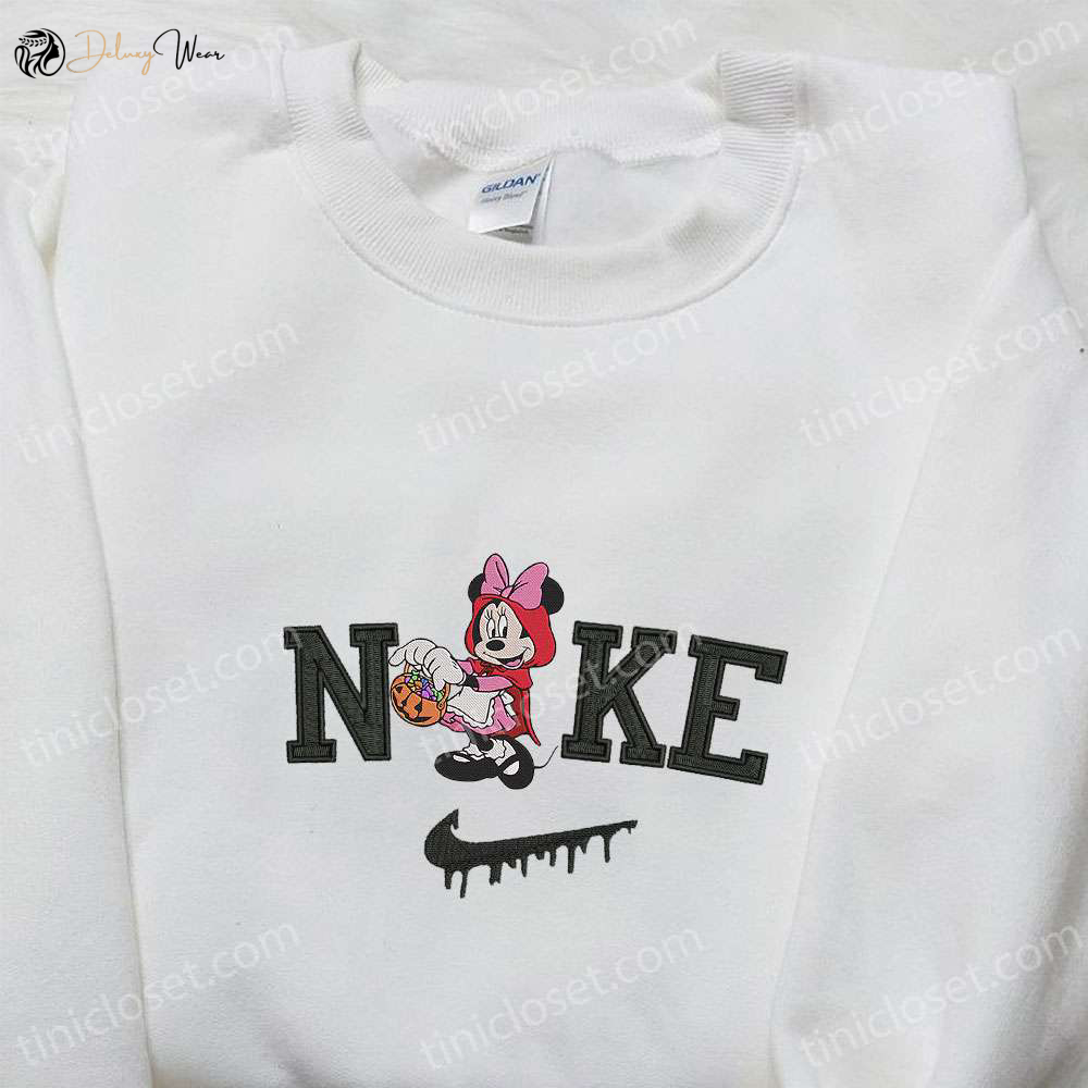 Nike x Minnie Mouse Little Red Riding Hood Embroidered Hoodie: Disney Characters Sweatshirt Perfect Family Gift
