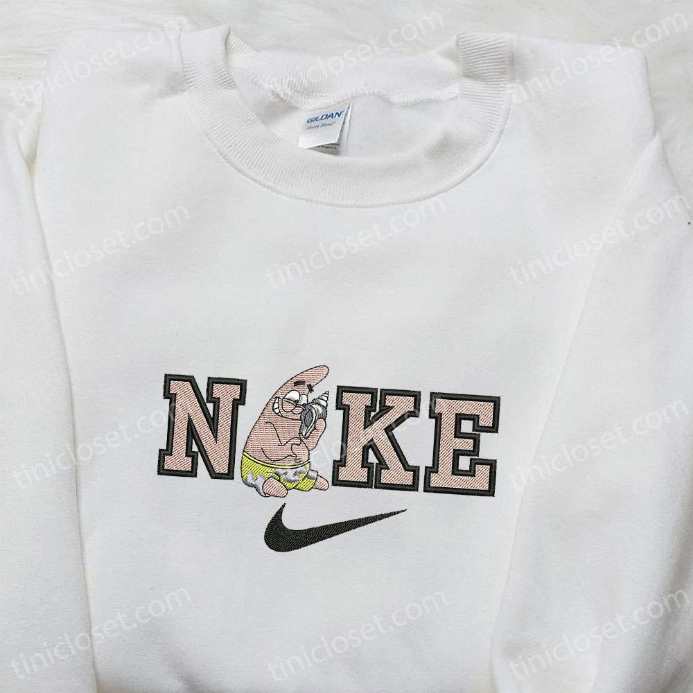 Nike x Patrick Star Cartoon Hoodie & Disney Characters Embroidered Shirt: Trendy Nike Inspired T-shirt