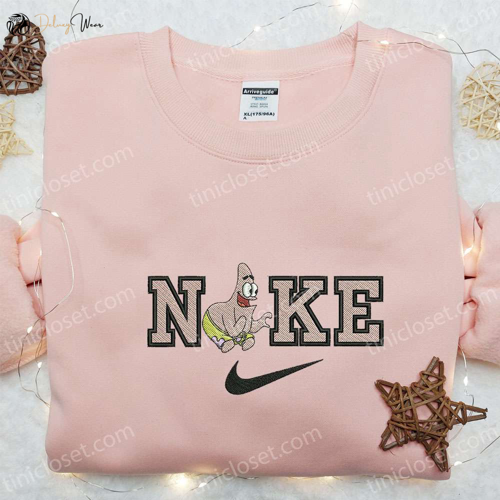 Nike x Patrick Star Cartoon & Disney Characters Embroidered Shirt: Iconic Nike Inspired T-Shirt