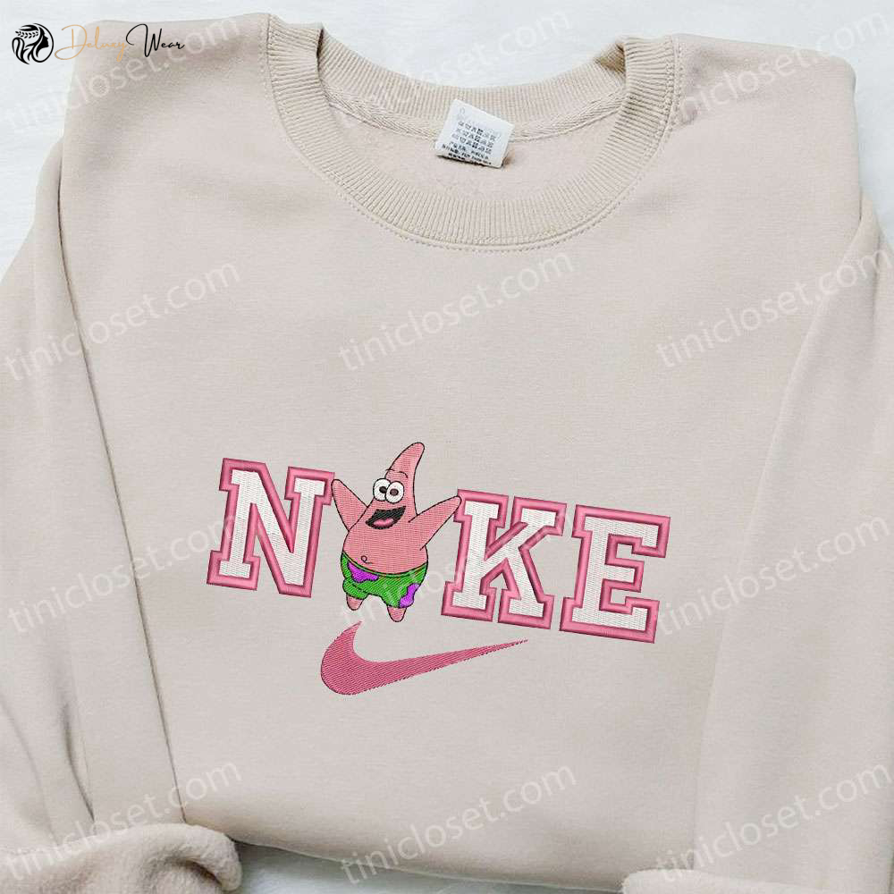 Nike x Patrick Star Cartoon Embroidered Shirt Disney Characters T-shirt Best Family Gift Ideas